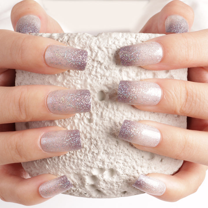 Glamouröse Glitzer Ombre Press-On Nägel Karnz