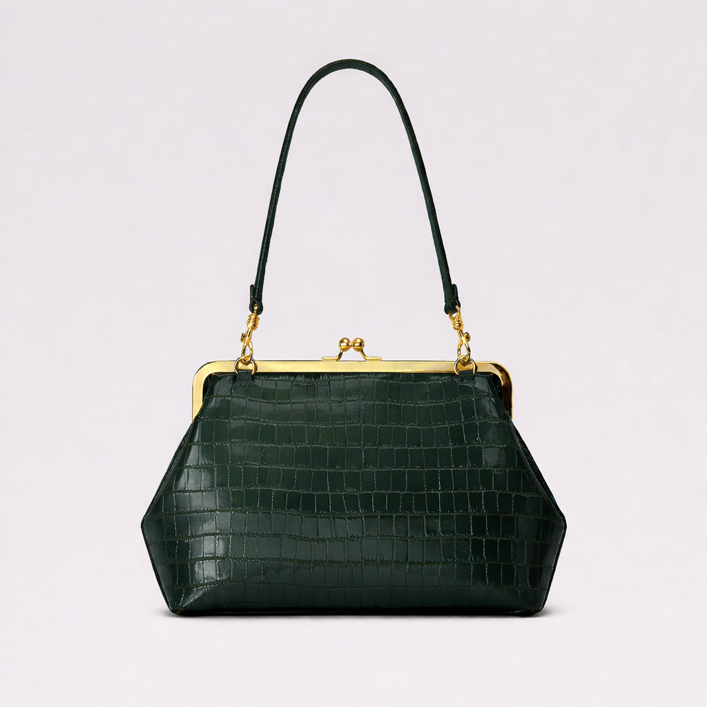 Elegante glänzende Krokodil-Effekt-Handtasche