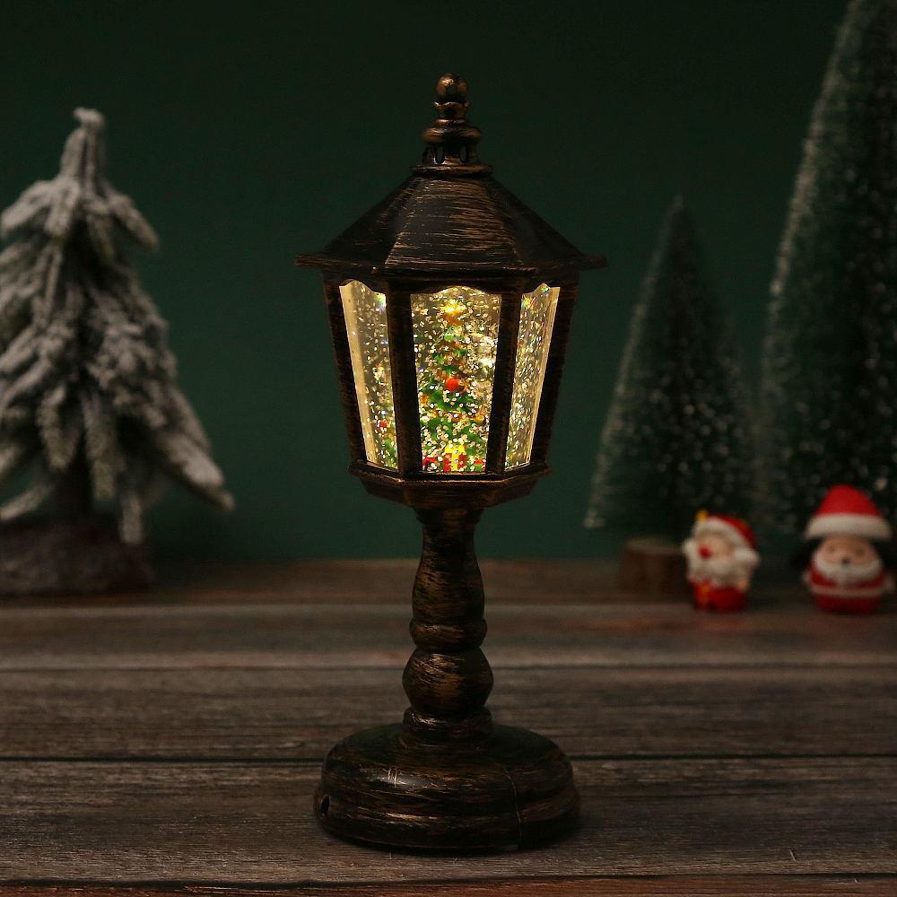 Nostalgische Weihnachtslaterne mit beweglicher Santa-Szene Karnz