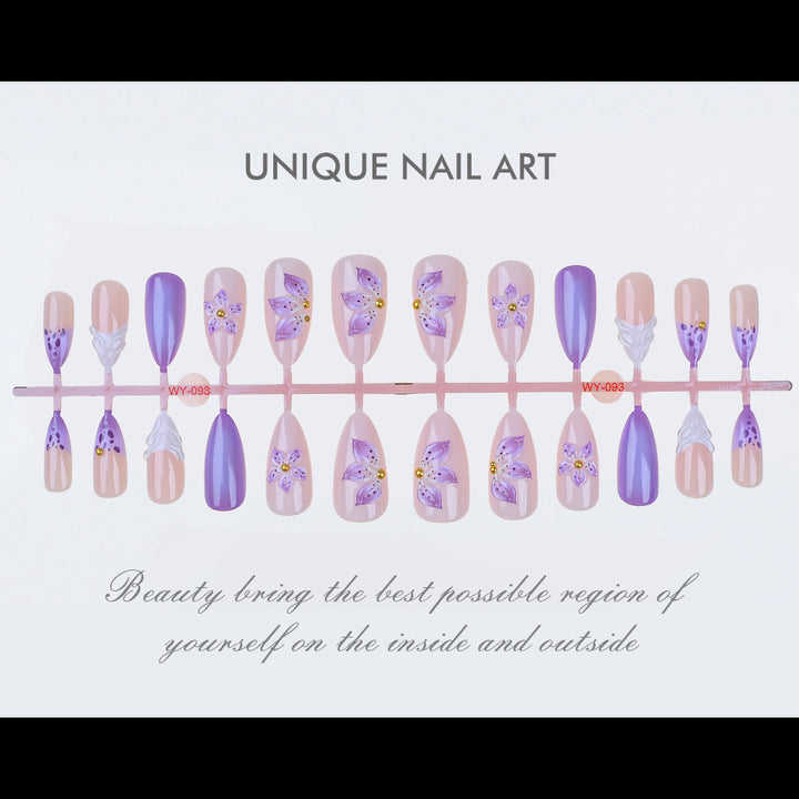 Blumen-Themen Press-On Nagelkunst Set Karnz