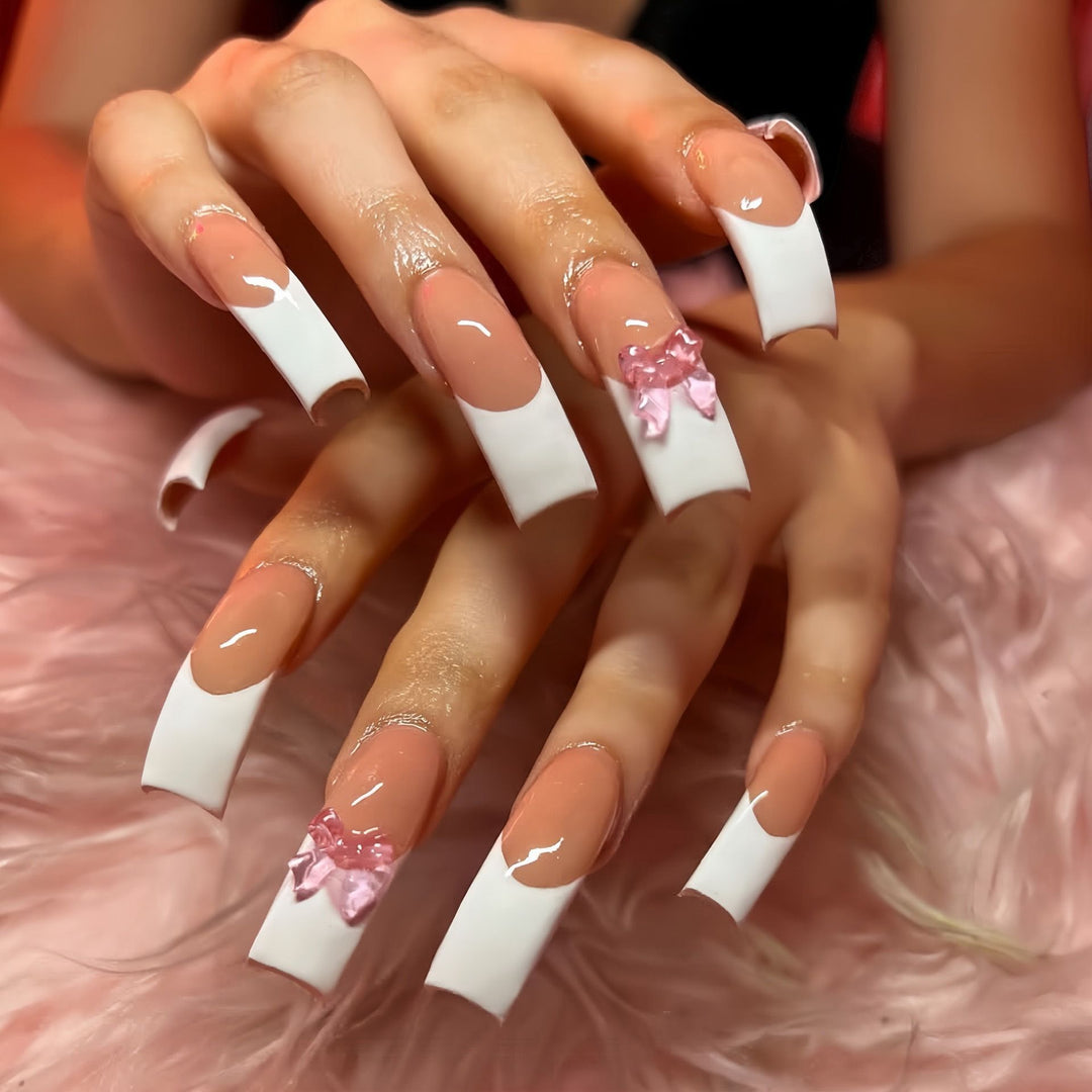 Elegante mit Schleifen verzierten Acryl-Presse-Nägel Karnz