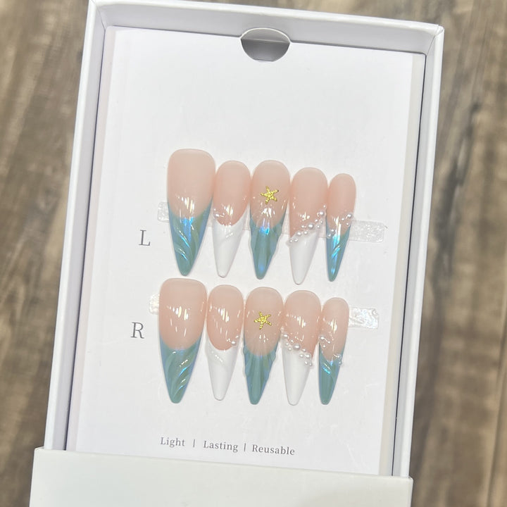 Blumen- und Punkte-Press-On-Nagelset Karnz