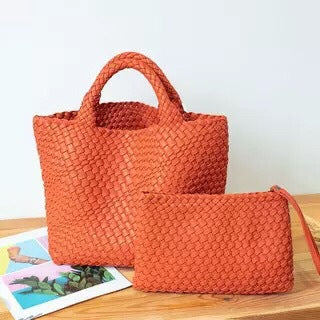 Elegante Geflochtene Handtasche mit Abnehmbarer Clutch Karnz