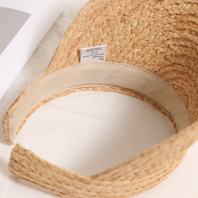 Damen Weiche Sonnenblende aus natürlichem Bastmaterial Karnz