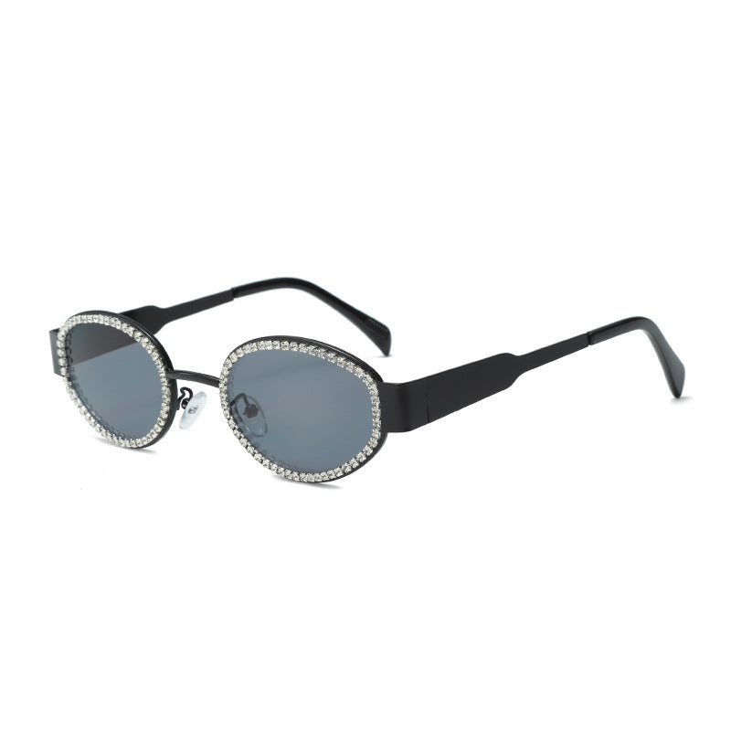 Damen Designer-Sonnenbrille mit funkelndem Kristallrahmen Karnz