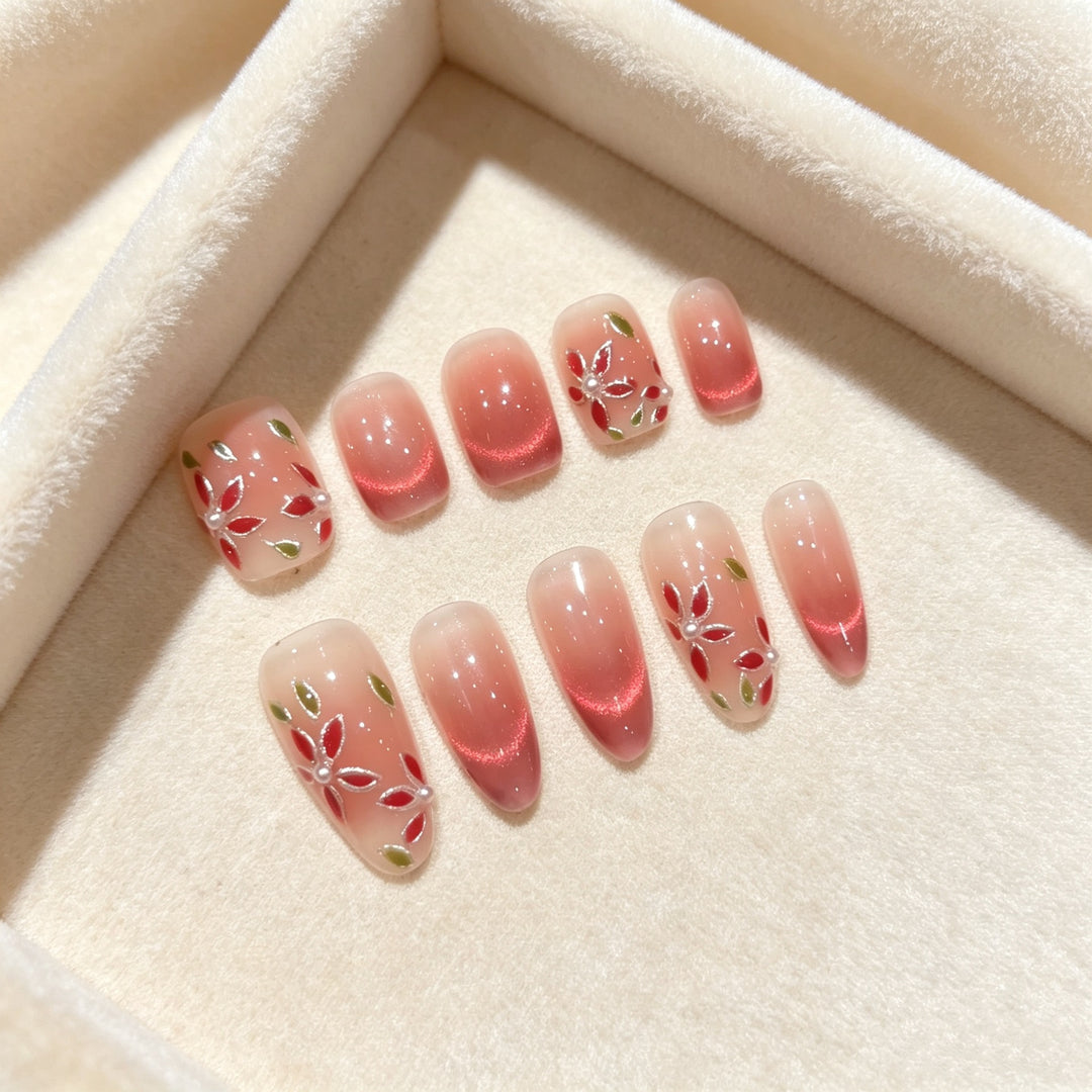 Premium Floral Design Press-On Nail Set