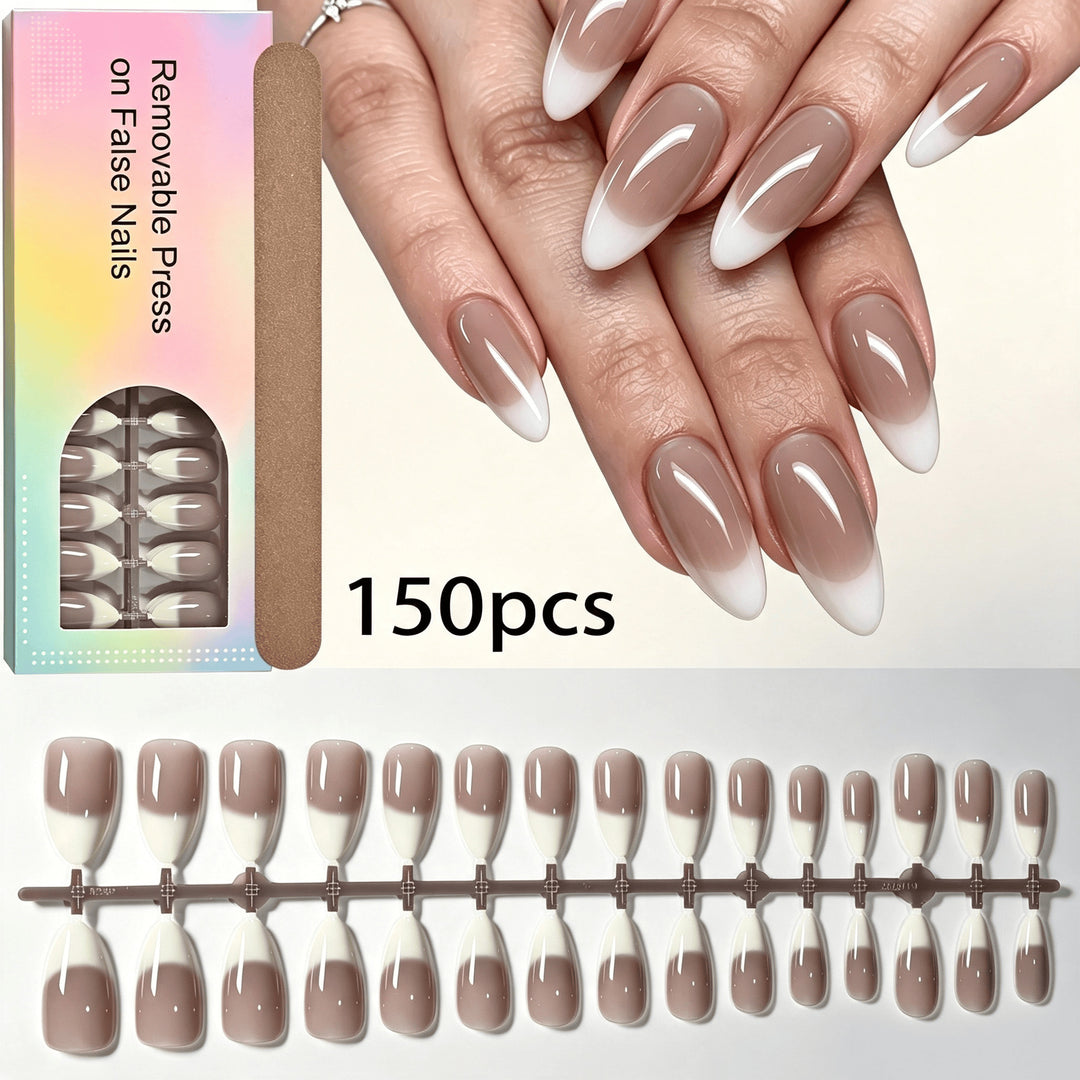 Entfernbares Press-On-Nagelset mit französischem Spitzen Design Karnz