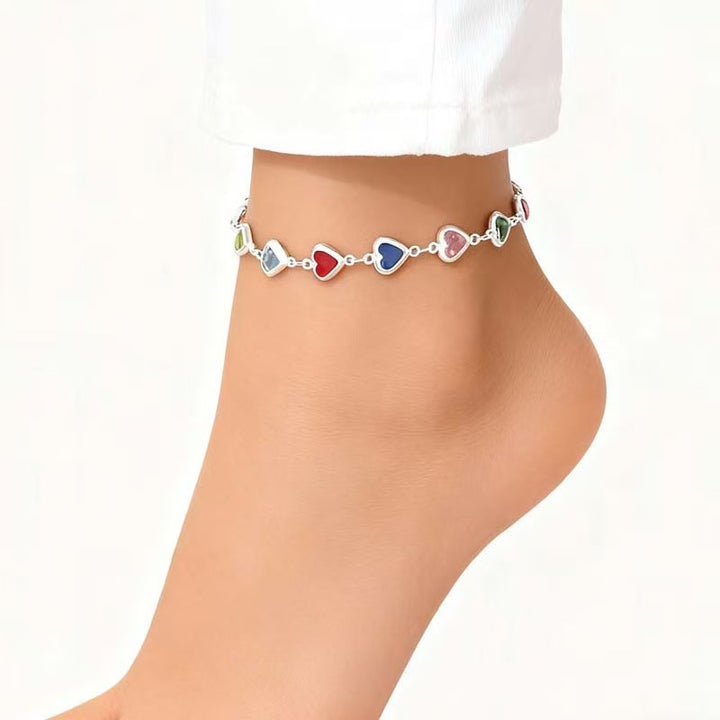 Herzförmiger Edelstein Charm-Armband Karnz