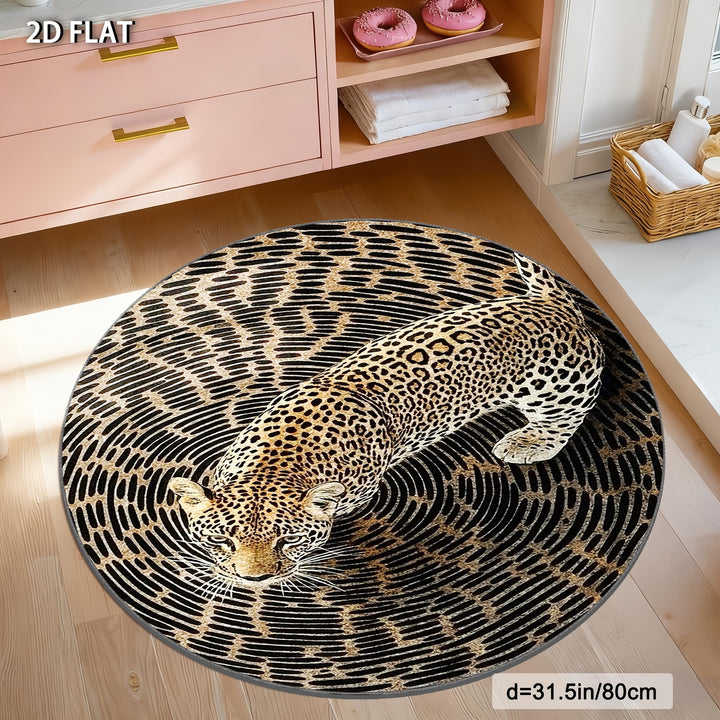 Künstlerischer Leoparden-Print runder Fußmatte