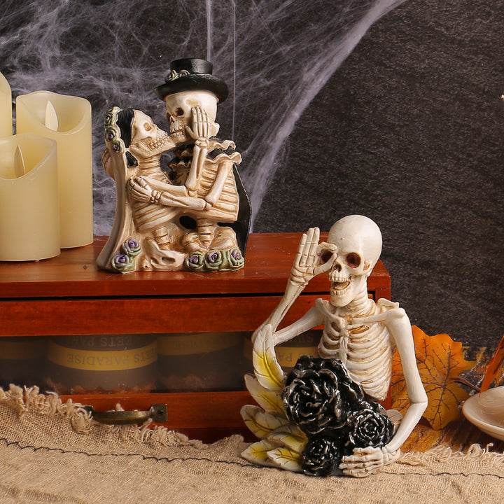 Detaillierte Resin-Halloween-Dekofigur Skelett mit Kontrabass