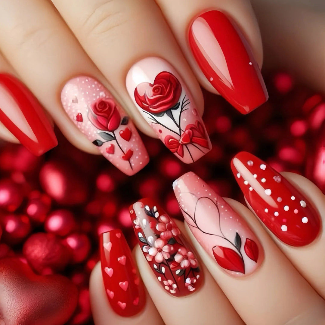 Florales Design Acryl-Nagelkunstverlängerungen Karnz