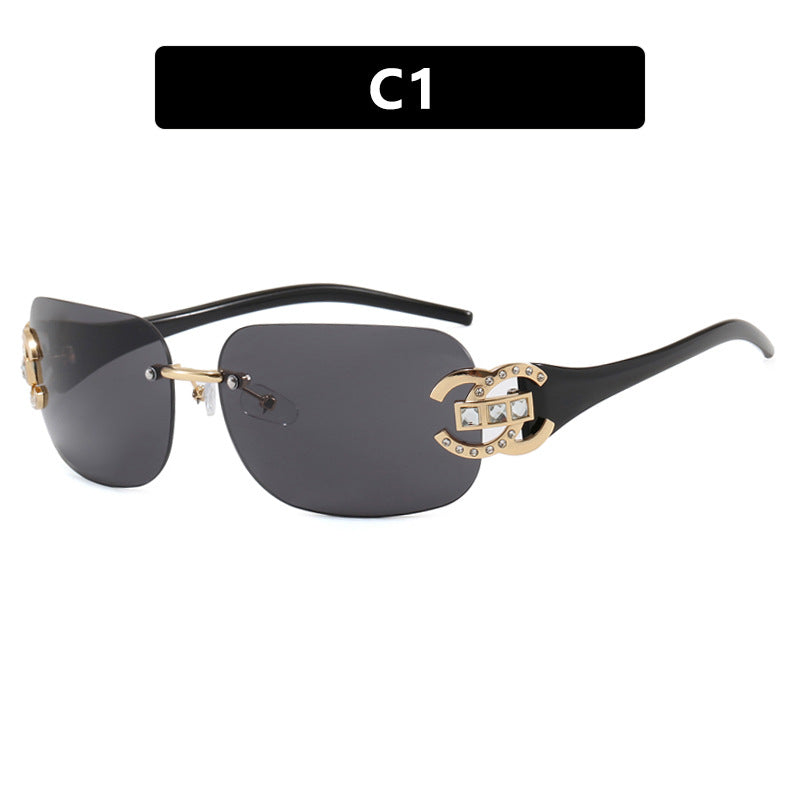 Damen modische Sonnenbrille mit luxuriösem Geometrie-Rahmen und schützendem UV-Filter Karnz