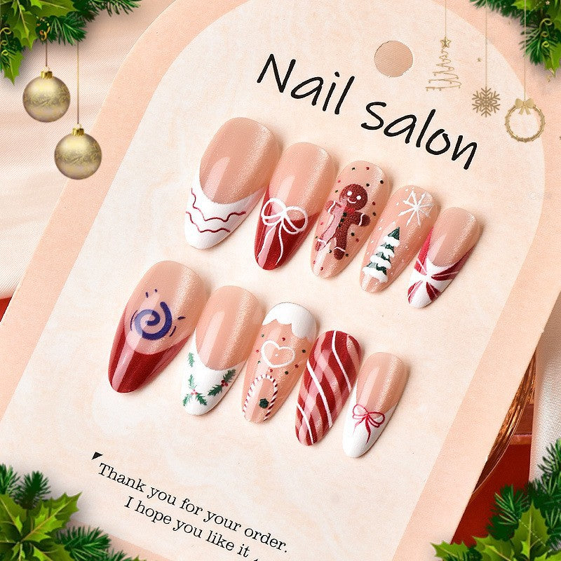 Weihnachtskunstnagelset mit festlichen Lebkuchen- und Weihnachtsbaum-Motiven Karnz