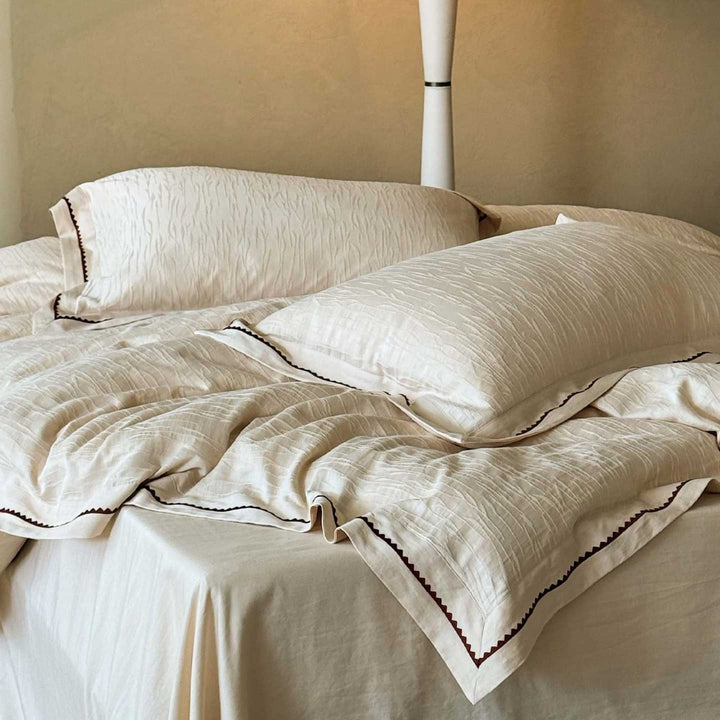 Luxuriöses Jacquard-Bettwäsche-Set aus Leinenoptik