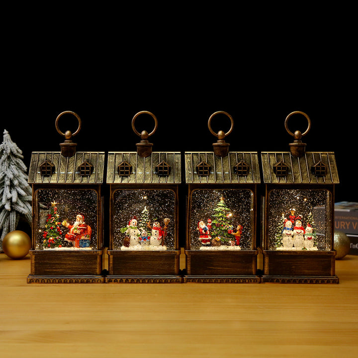 Nostalgische Weihnachtslaterne mit beweglich großem Weihnachtsmann Karnz