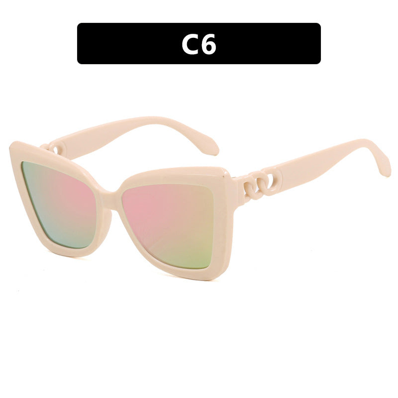 Damen trendige Katzenaugen-Sonnenbrille mit raffiniertem Muster Karnz