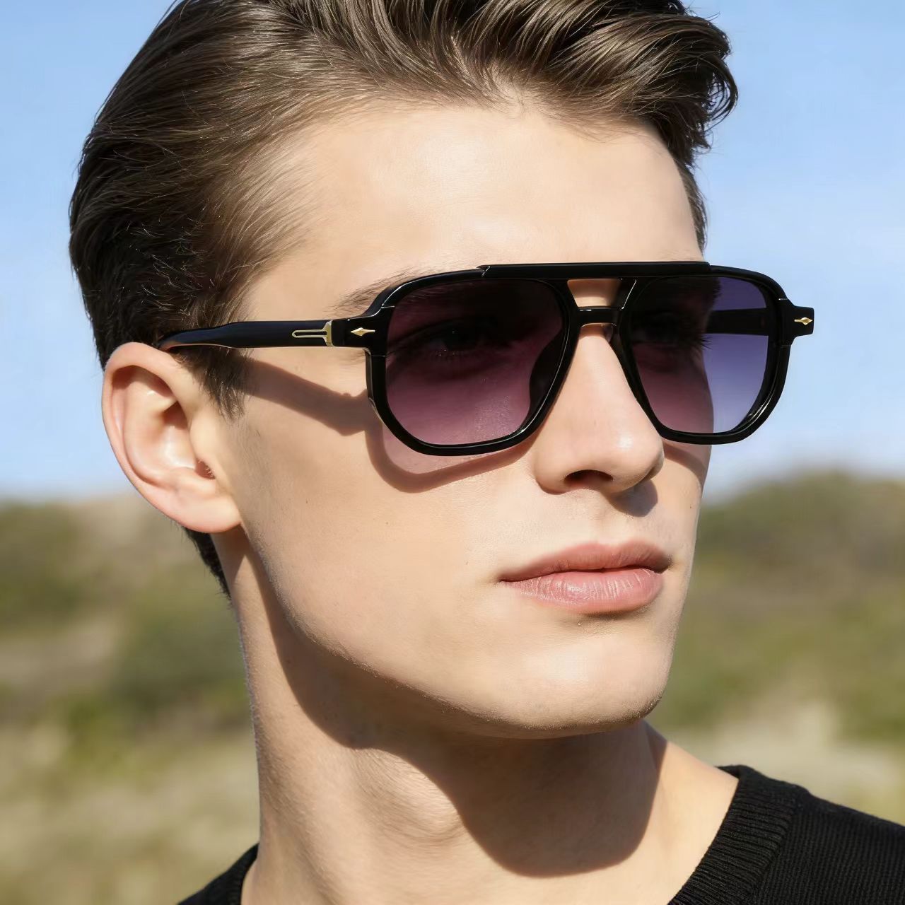 Damen modische Sonnenbrille mit extragroßem Rahmen Karnz