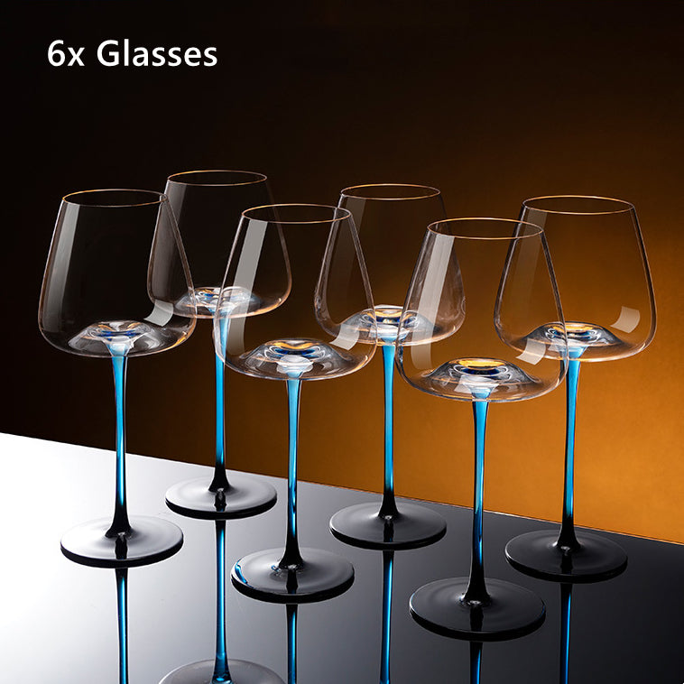 Kristallglas Blau Stiel Burgunder Weinglas Mit Blauem Berg Weinkaraffen Sets | Karnz