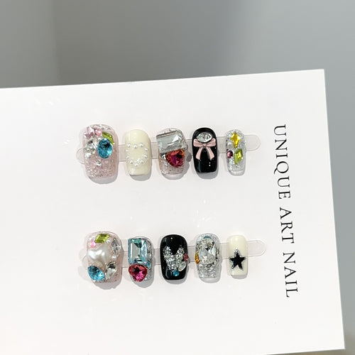 Glamouröse Strass-dekorierte Press-On Nail Set