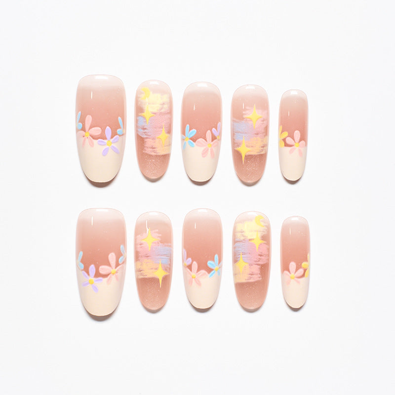 Florales Dekoratives Press-On-Nagel-Set Karnz