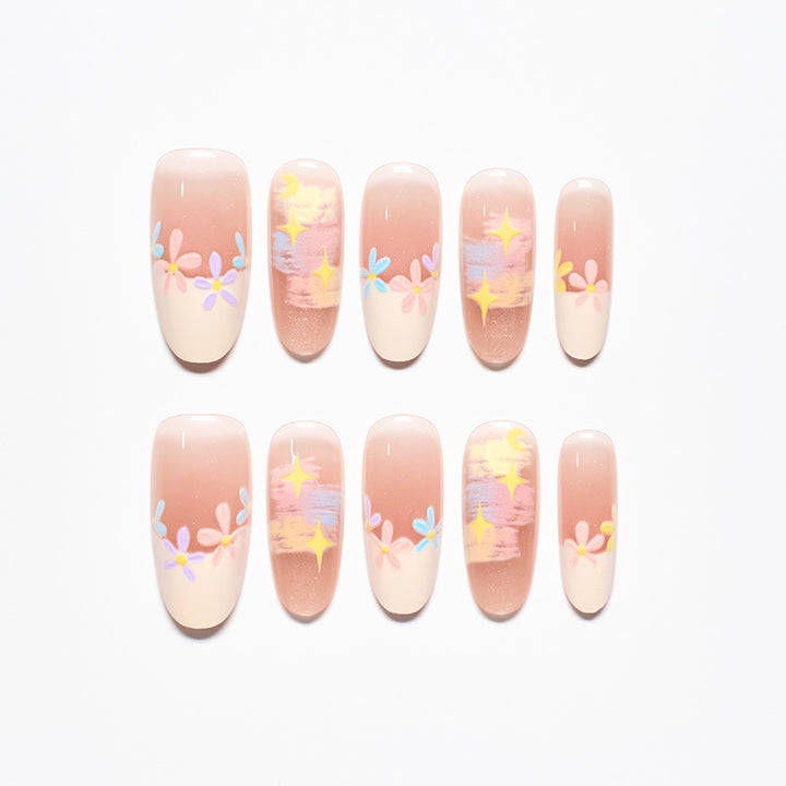 Florales Dekoratives Press-On-Nagel-Set Karnz