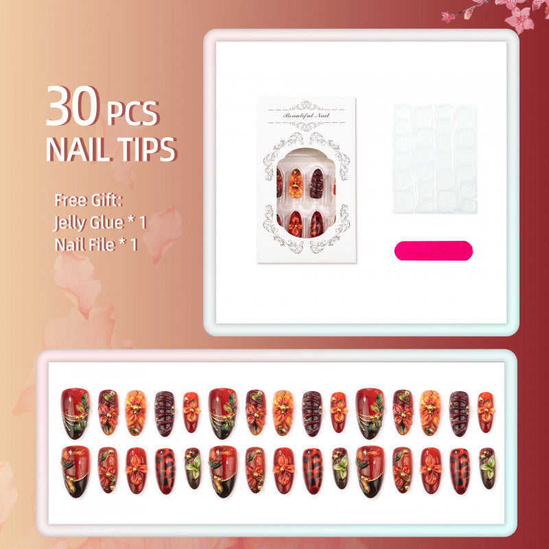 Künstlerisches Floral Press-On Nagelset 1790736581