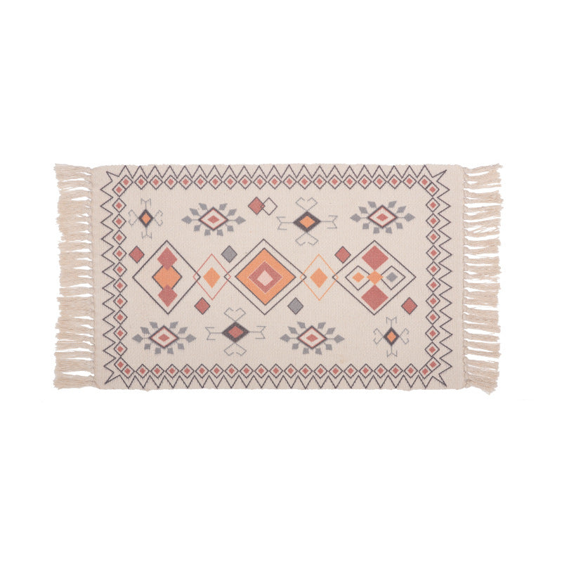 Handgewebter Baumwoll-Tischläufer mit Mandala-Jacquard und dekorativen Fransen