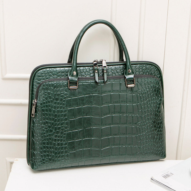 Elegante Laptop-Aktentasche Im Krokodil-Look Karnz