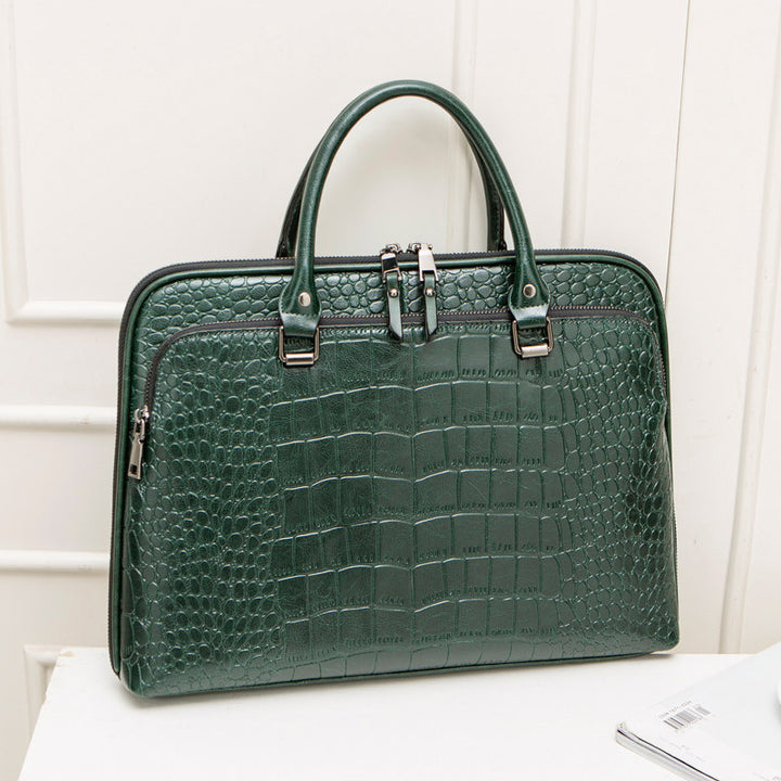 Elegante Laptop-Aktentasche Im Krokodil-Look Karnz