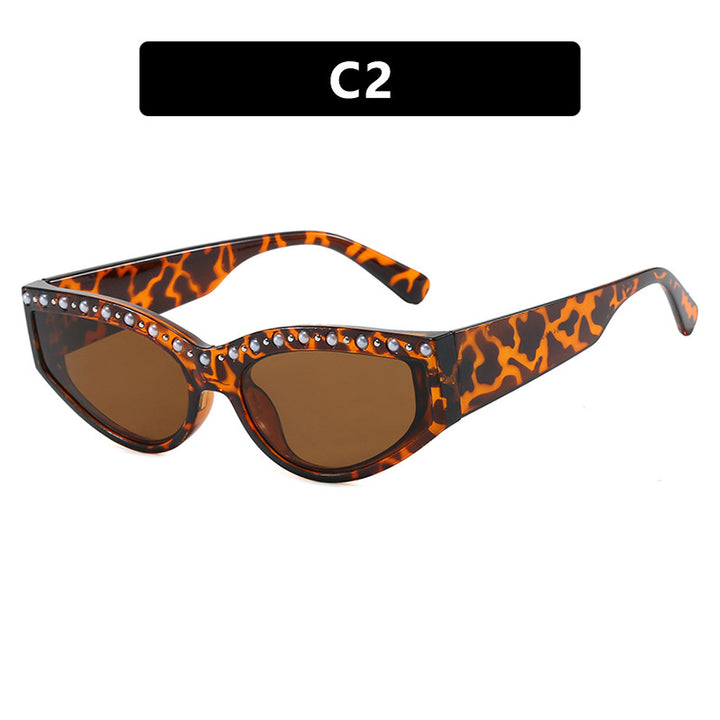 Damen Cat-Eye Sonnenbrille mit funkelndem Strassbesatz und animalischem Muster Karnz