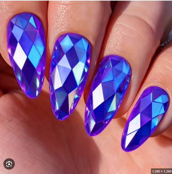 Künstlerisches Press-On-Nagel-Set mit geometrischem Design Karnz