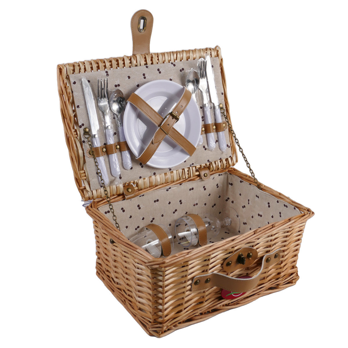 Damen Picknickkorb mit integriertem Geschirrset und dekorativen Details Karnz