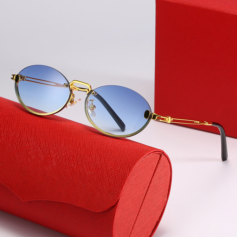 Damen modische Sonnenbrille mit filigranem Metallrahmen und stylishem Design Karnz