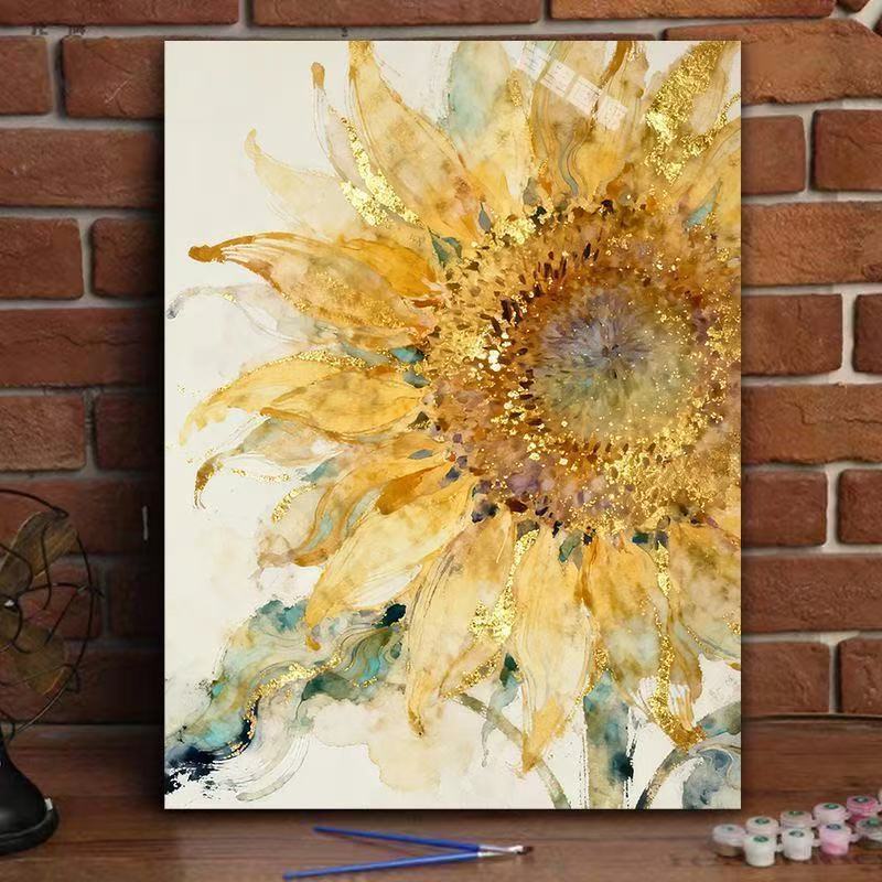 Elegante Sonnenblumen-Aquarell-Leinwandkunst Karnz