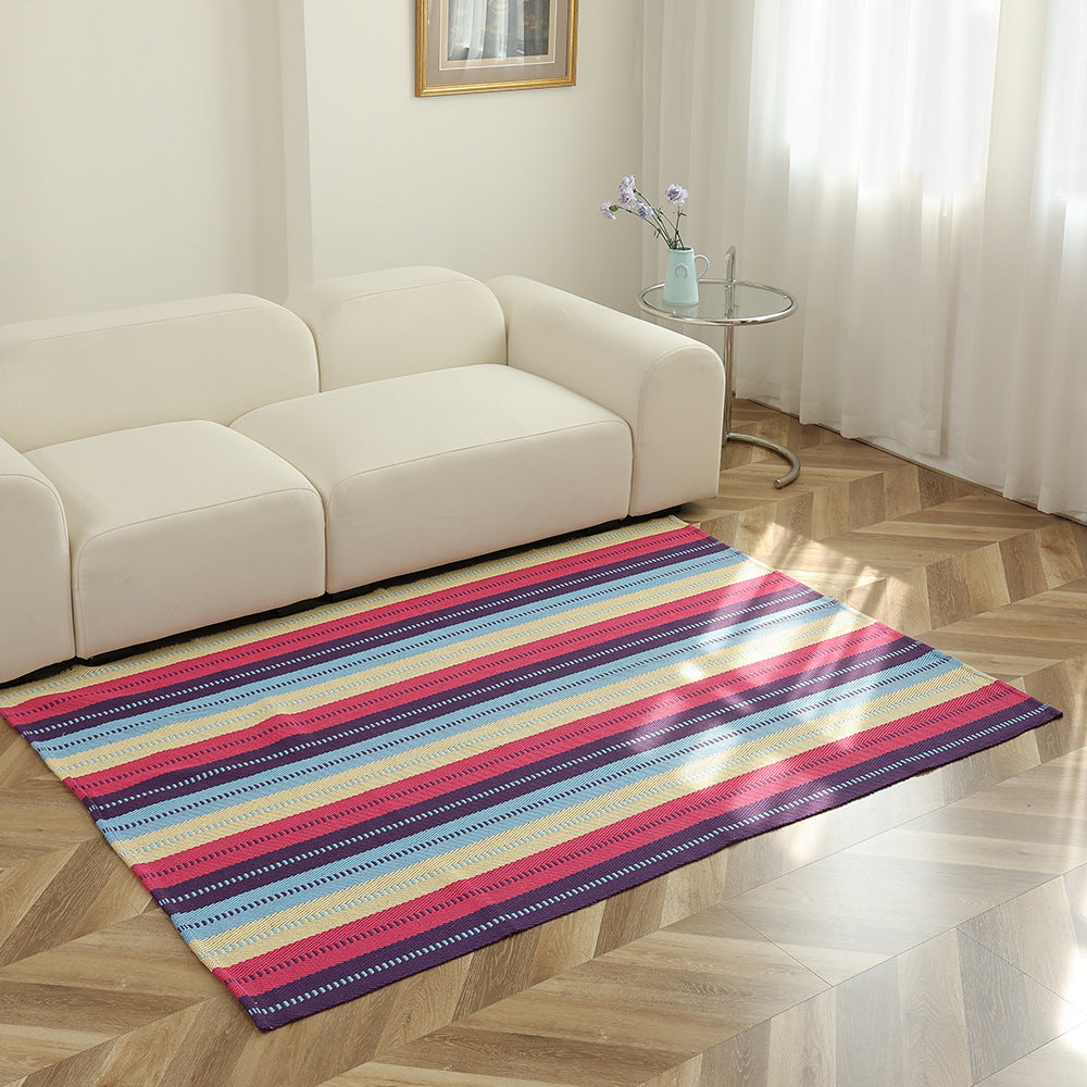 Gestreifter Flachgewebe-Teppich für Wohnzimmer mit niedrigem Flor und modernem Streifenmuster Karnz