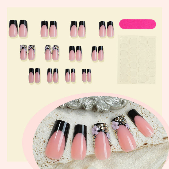Elegantes Press-On-Nagelset mit Strass und glänzenden Akzenten Karnz