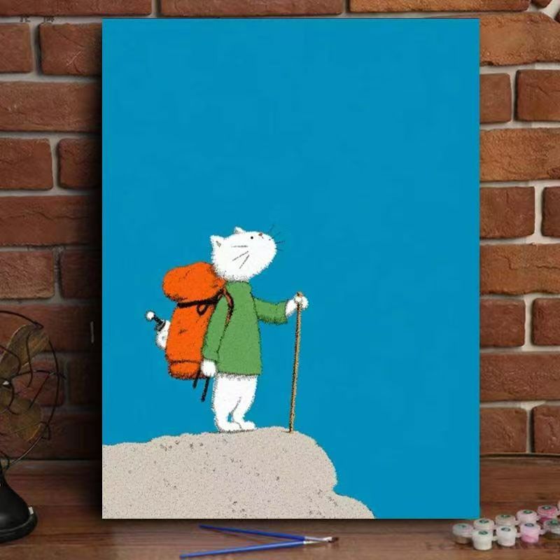 Verspielte Katze gießende Pflanzen Leinwandkunst Karnz