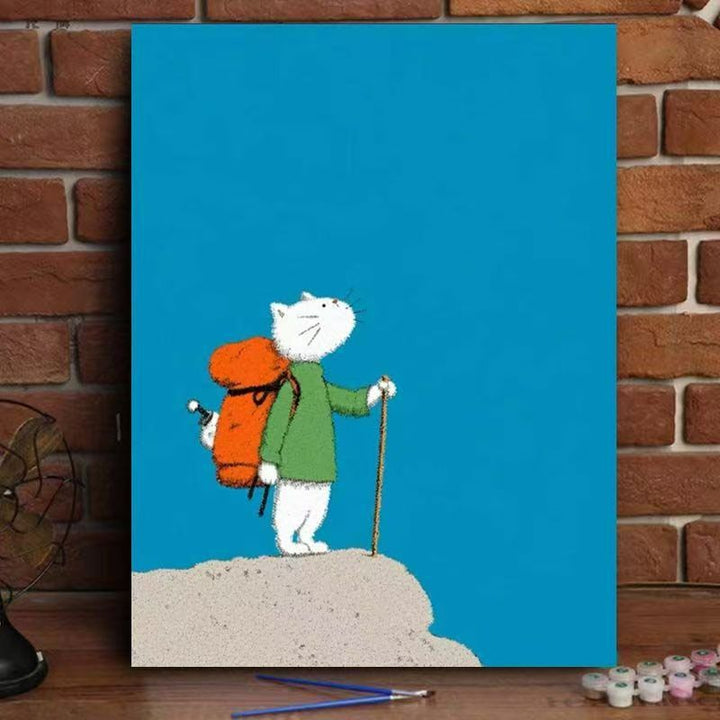 Verspielte Katze gießende Pflanzen Leinwandkunst Karnz