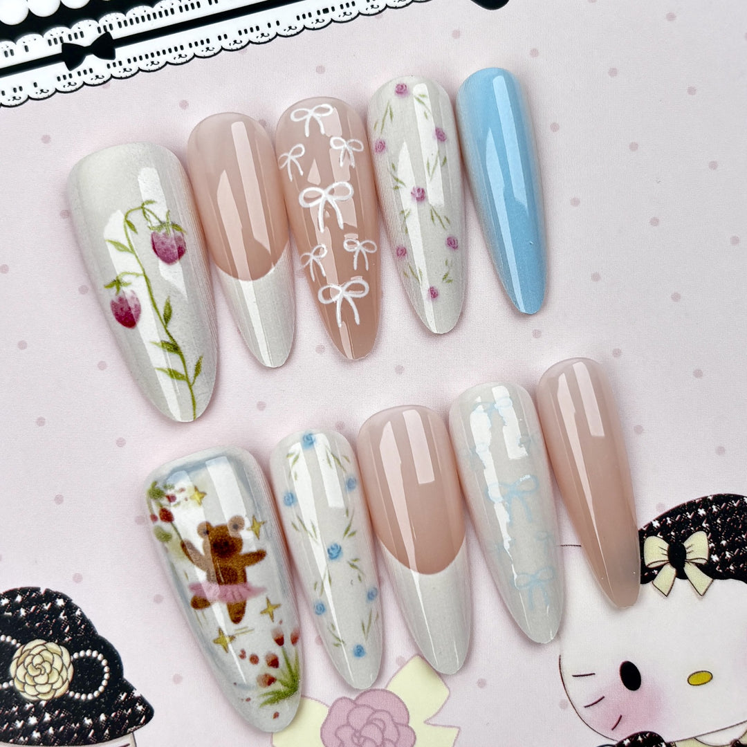 Blumenmuster Nail Art Presse-auf Set