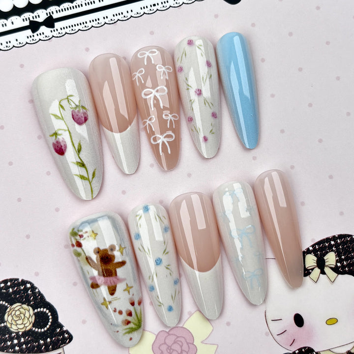 Blumenmuster Nail Art Presse-auf Set