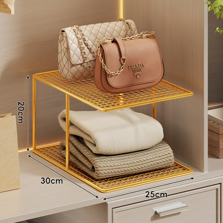 Dreifach-Tier Gitter-Mesh Kleiderschrankregal Organizer mit stapelbarem modularen Design