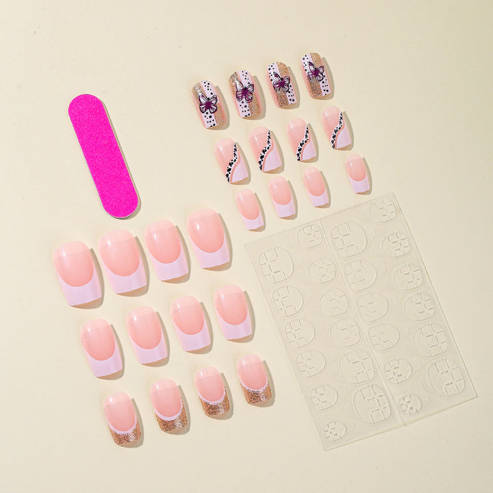 Elegante Florale Glitzer Acryl Nagelverlängerungen Karnz