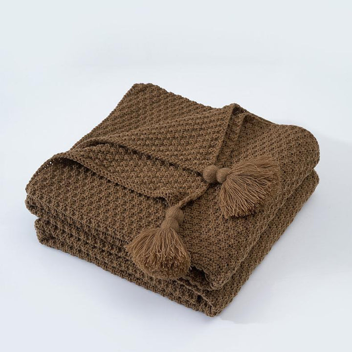 Strukturierte Strickwurfdecke