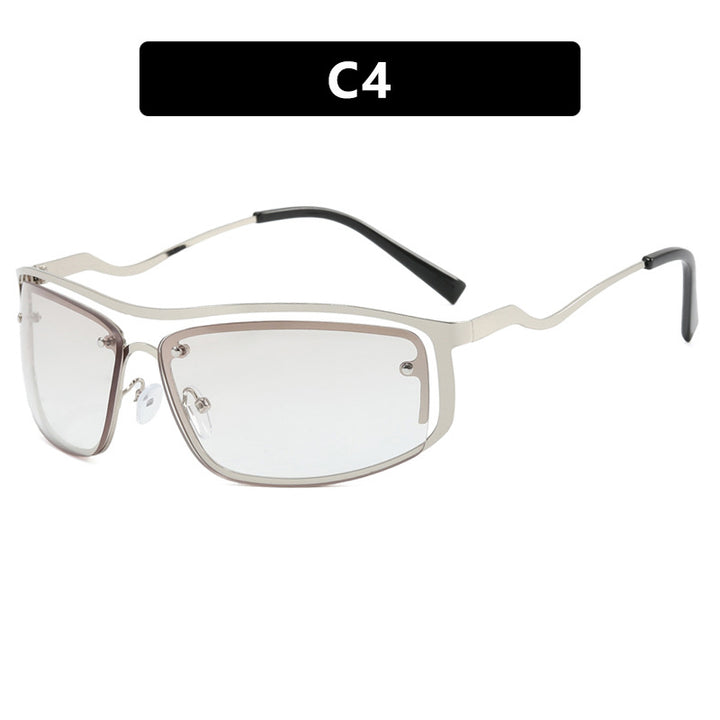 Damen futuristische Sonnenbrille mit elegantem Metallrahmen und hochtransparenten Gläsern Karnz
