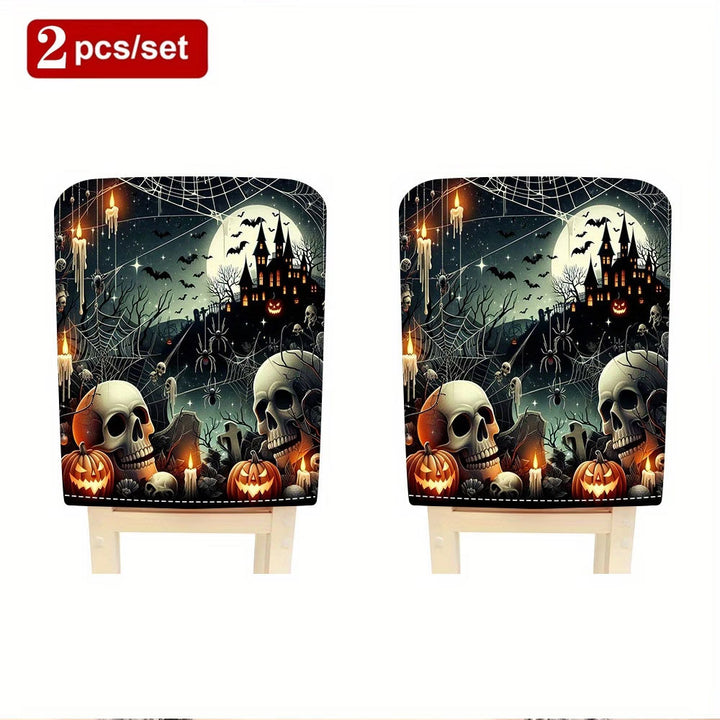 Elastische Stuhlrückenbezüge mit Halloween-Katzenmotiv