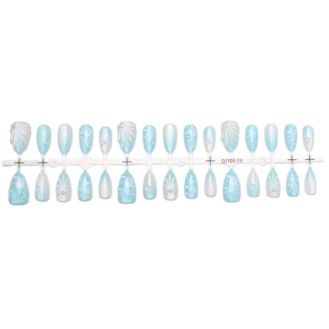 Künstlerisches vom Ozean inspiriertes Press-On Nail Set Karnz