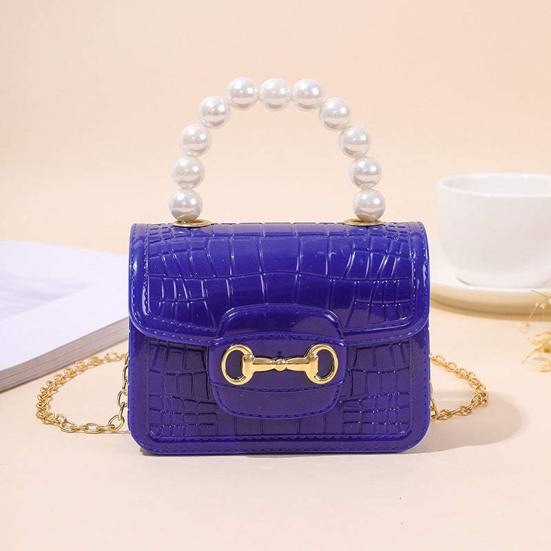 Damen elegante Handtasche mit Perlenhenkel und strukturiertem Design Karnz