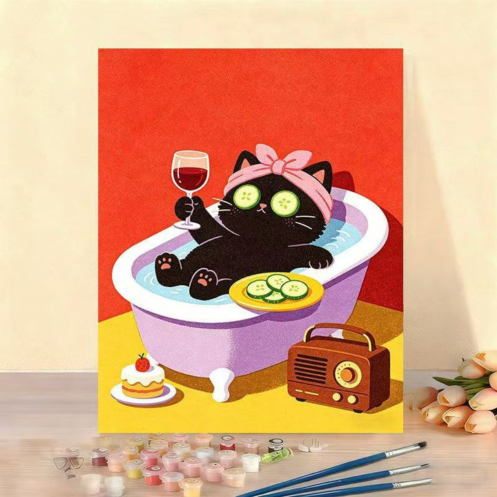 Verspielt Katze Illustration Leinwand Kunstwerk Karnz