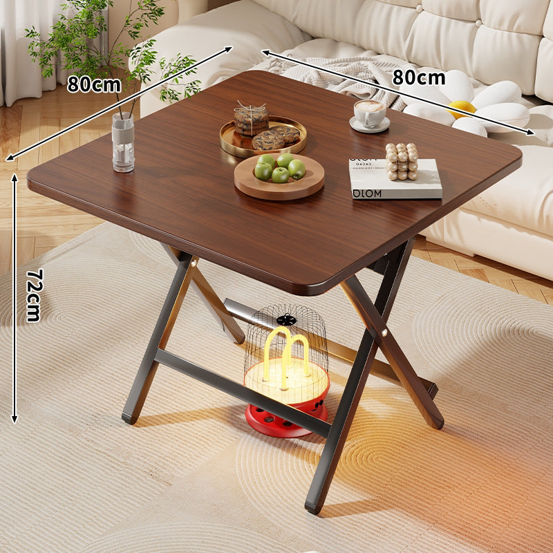 Quadratischer faltbarer Kaffeetisch mit Marmor-Effekt und Kreuzbein-Metallrahmen