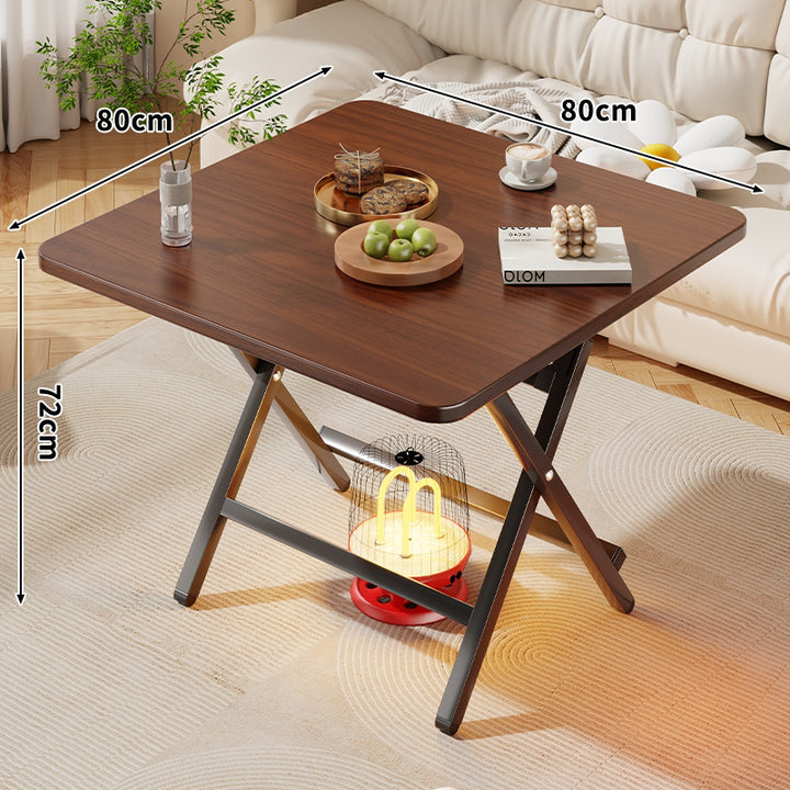 Quadratischer faltbarer Kaffeetisch mit Marmor-Effekt und Kreuzbein-Metallrahmen